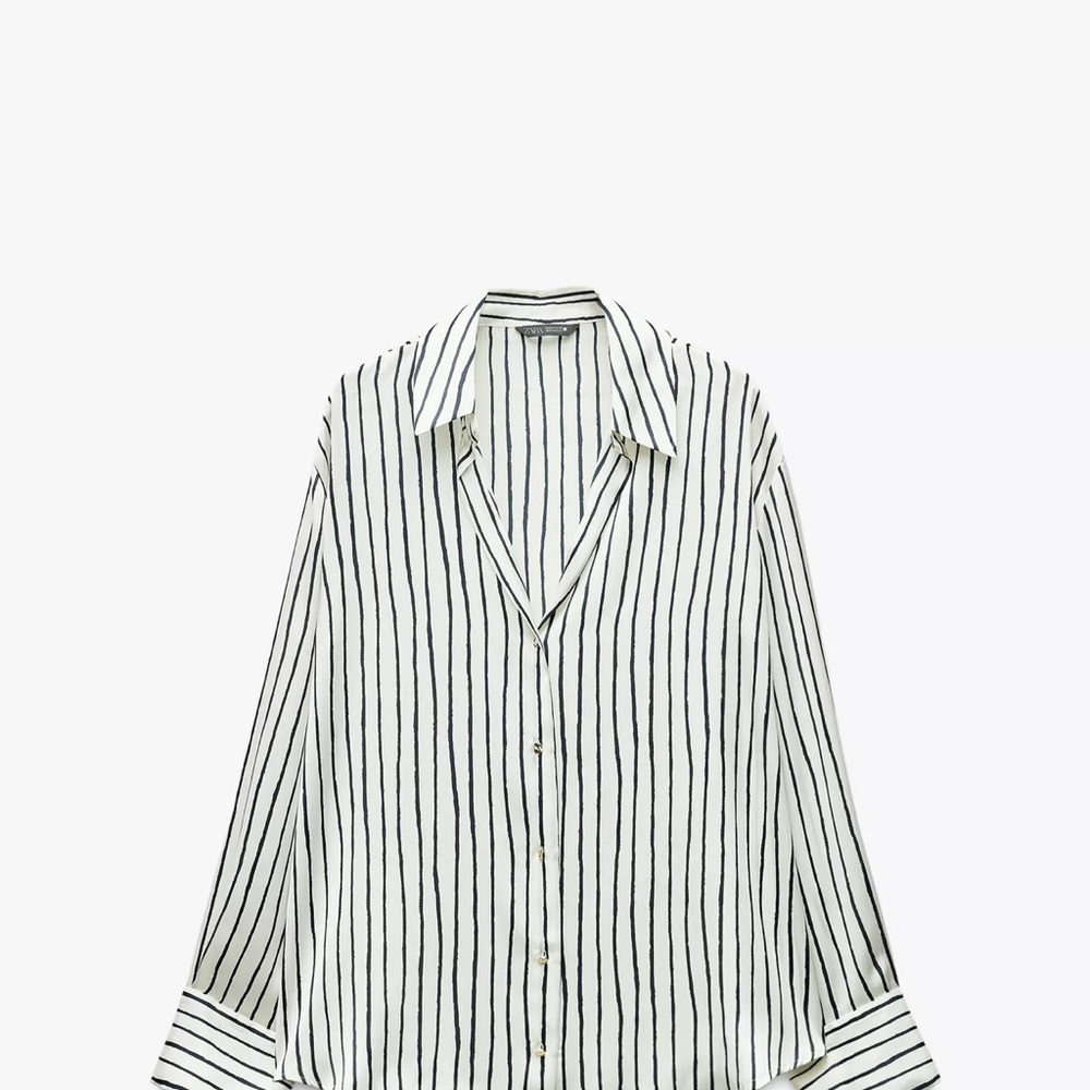 Zara Black and White Striped Blouse
